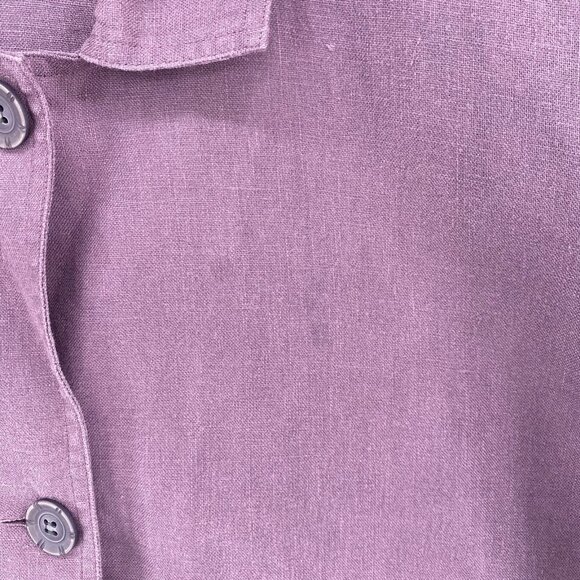 J Jill Jacket Womens Large Mauve Linen 3/4 Sleeve Button Up Collared Career Work - Picture 5 of 11
